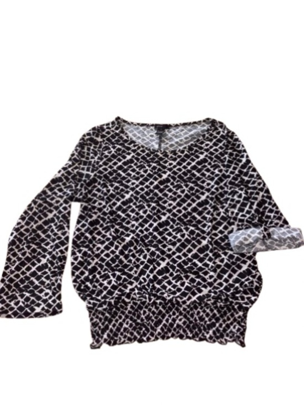 Thesis Black & White Geometric Print Women’s Blouse size L